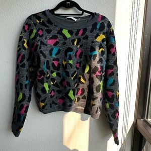 Alice and Olivia metallic leopard print sweater